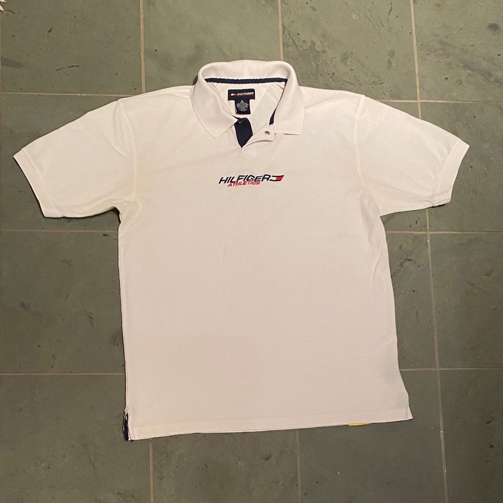 Vintage Tommy Hilfiger Athletic Gear Polo Shirt White XL